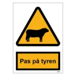 Pas på tyren skilt til landbrug