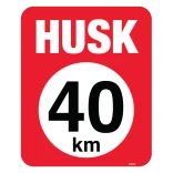 Husk 40 km. Langsom kørsel skilt