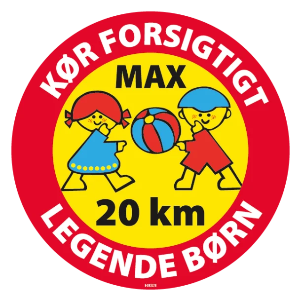 Kør forsigtigt max 20 km legende børn Skilt