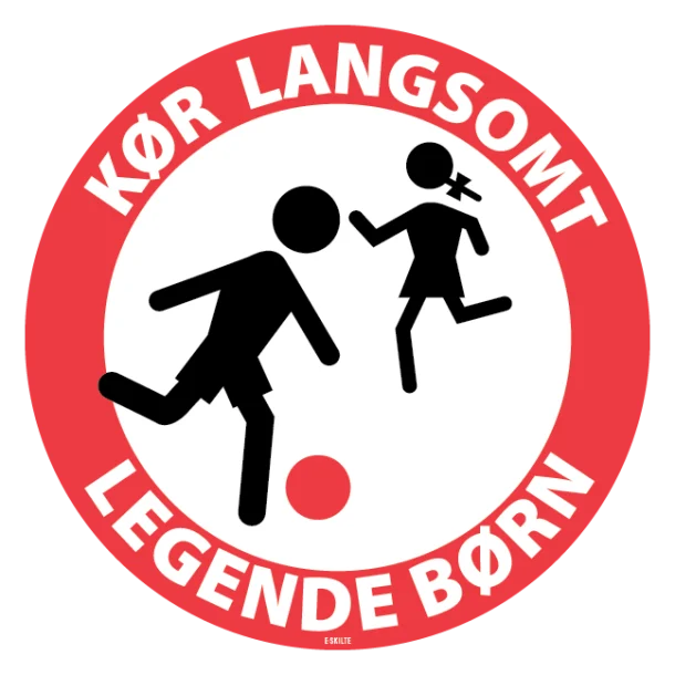 Kør langsomt legende børn Skilt