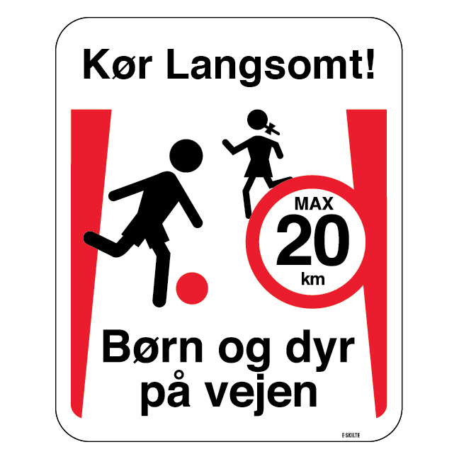Kør langsomt! børn og dyr på vejen Skilt