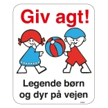 Giv agt legende børn og dyr på vejen Skilt