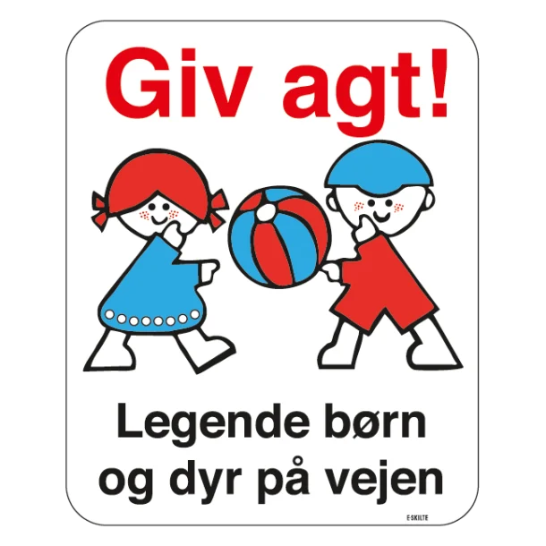 Giv agt legende børn og dyr på vejen Skilt