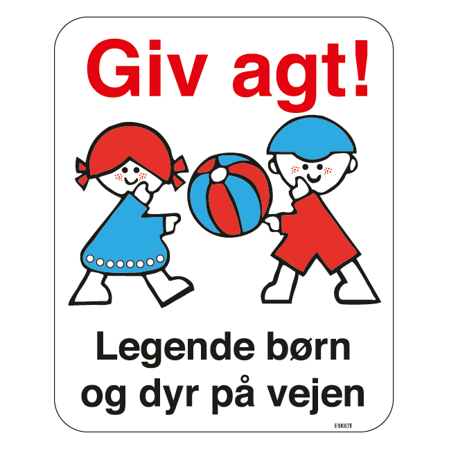 Giv agt legende børn og dyr på vejen Skilt