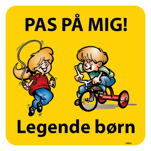 Pas på mig Legende børn Gul. Legendebørnskilt