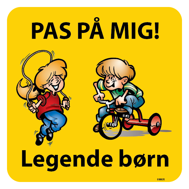 Pas på mig Legende børn Gul. Legendebørnskilt