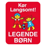 Kør langsomt legende børn. Legendebørnskilt