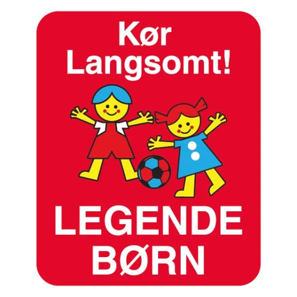 Kør langsomt legende børn. Legendebørnskilt