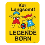 Kør langsomt legende børn. Legendebørnskilt