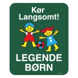 Kør langsomt legende børn Grøn. Legendebørnskilt