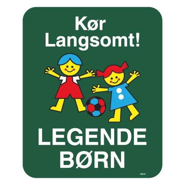 Kør langsomt legende børn Grøn. Legendebørnskilt