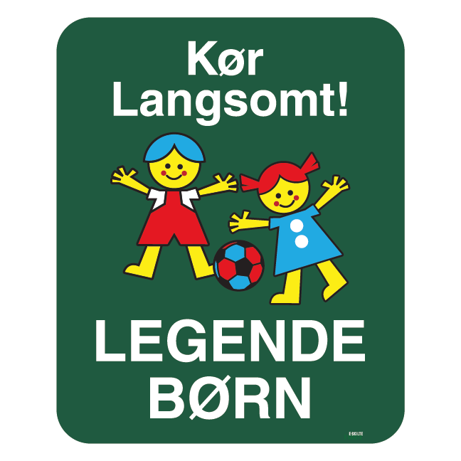 Kør langsomt legende børn Grøn. Legendebørnskilt