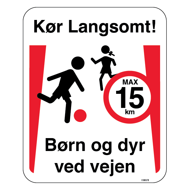 Kør langsomt legende børen Børn og dyr ved vejen. Legendebørnskilt