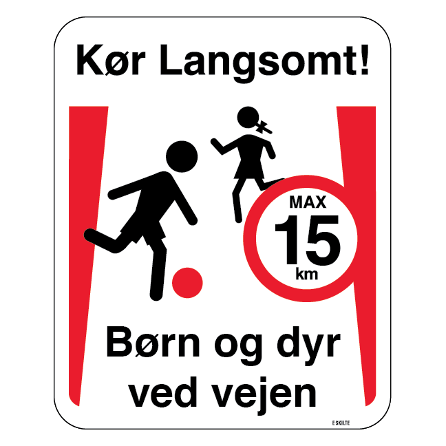 Kør langsomt legende børen Børn og dyr ved vejen. Legendebørnskilt