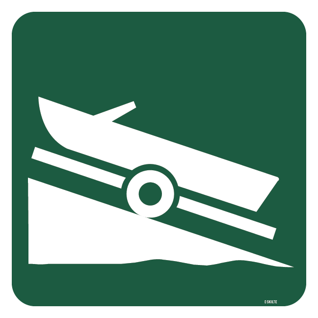 Isætningssted for joller og motorbåde skilt - Naturstyrelsen