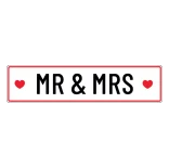 Nygift Skilt - Mr & Mrs nummerplade