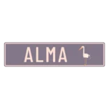 Fødselstavle / nummerplade skilt til barnevogn med navn og stork