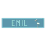 Nummerplade / fødselstavle skilt til barnevogn med navn og stork