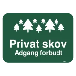 Privat skov grønt skilt med skov