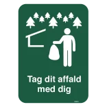 Shelterplads Tag dit affald med dig skilt