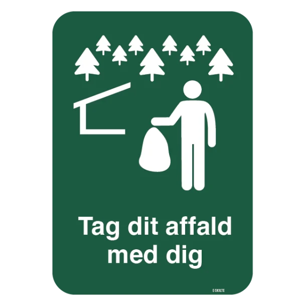 Shelterplads Tag dit affald med dig skilt