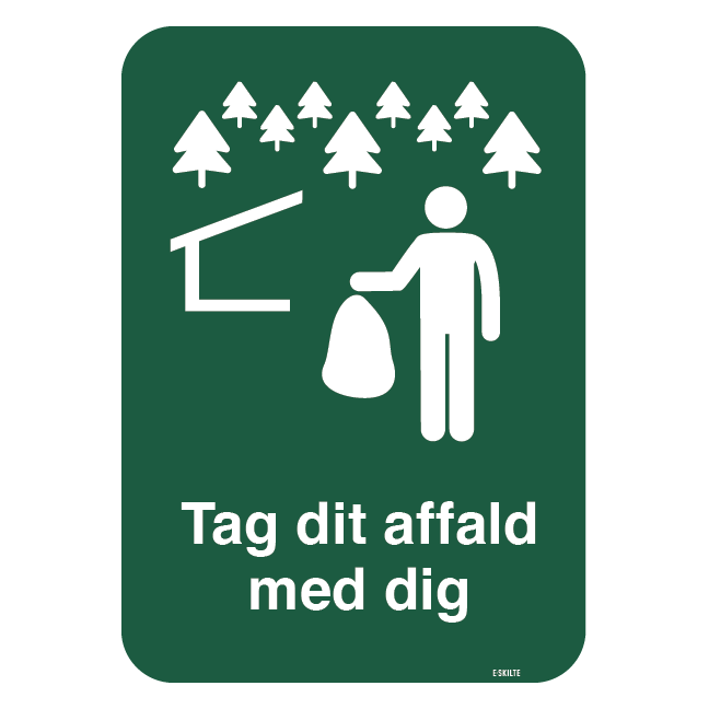 Shelterplads Tag dit affald med dig skilt