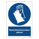 Beskyttelseshandsker påbudt. Påbudsskilt