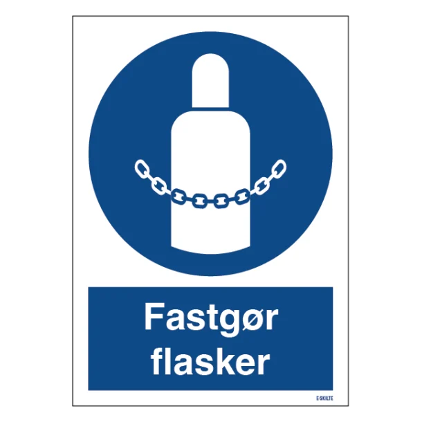 Fastgør gasflasker skilt