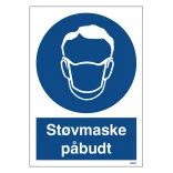 Støv maske påbudt. Påbudsskilt