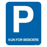 P kun for beboere. Skilt