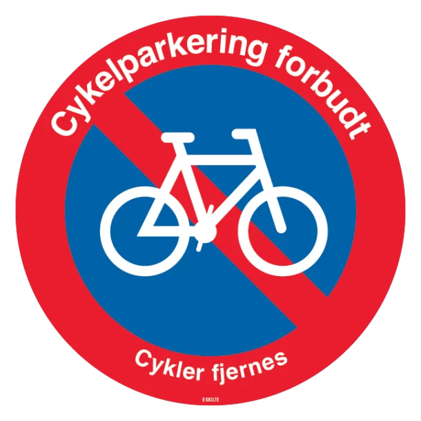 Cykelparkering forbudt cykler fjernes skilt