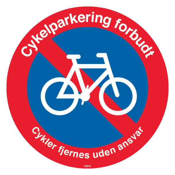 Cykelparkering forbudt cykler fjernes uden ansvar skilt