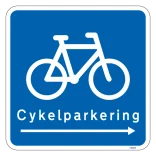 Cykelparkering. Parkeringsskilt