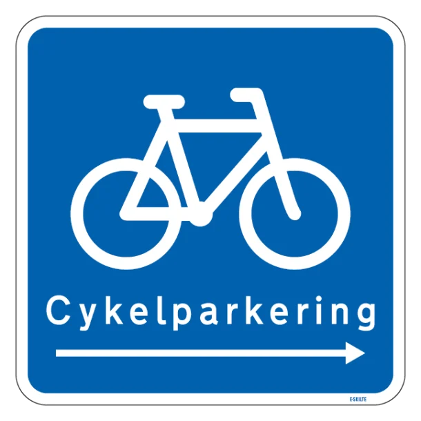 Cykelparkering. Parkeringsskilt