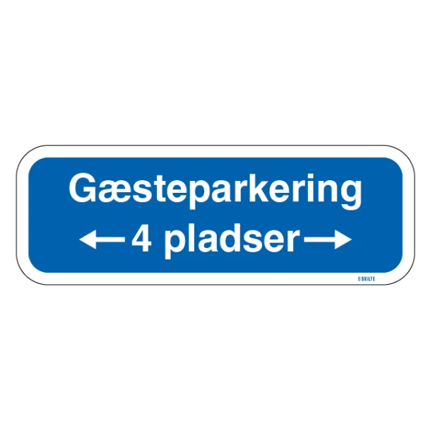 Gæsteparkering 4 pladser. Parkeringforbudsskilt