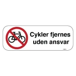 Cykelforbud cykler fjernes uden ansvar. P skilt