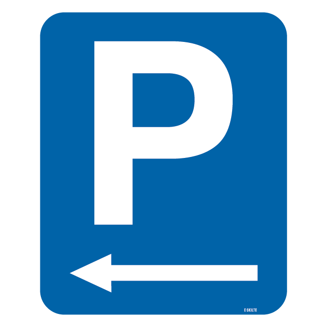 P med pil. Skilt
