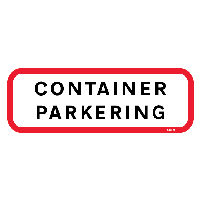 Container Parkering. Skilt