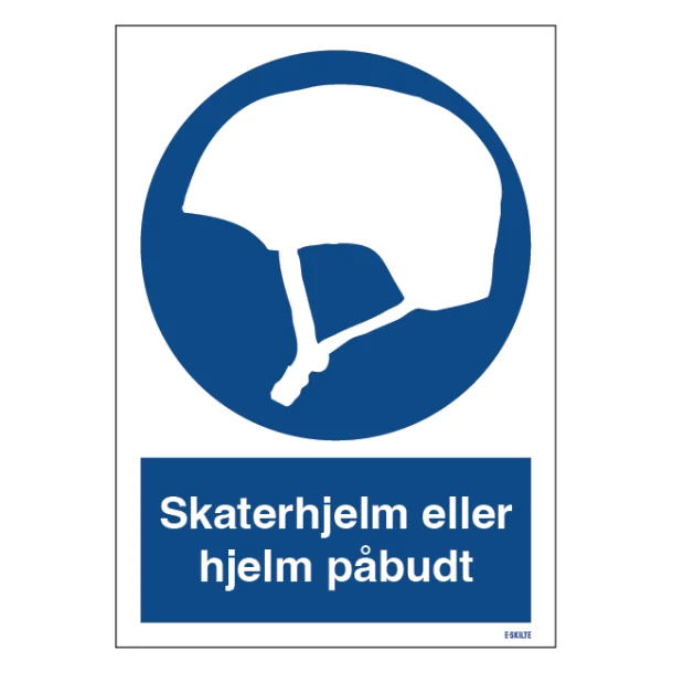 Påbudsskilt - Skaterhjelm eller hjelm påbudt