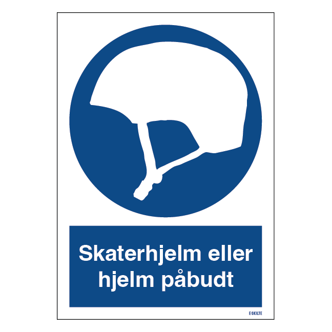 Påbudsskilt - Skaterhjelm eller hjelm påbudt