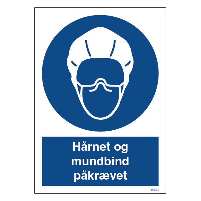 Hårnet og mundbind påkrævet påbudsskilt