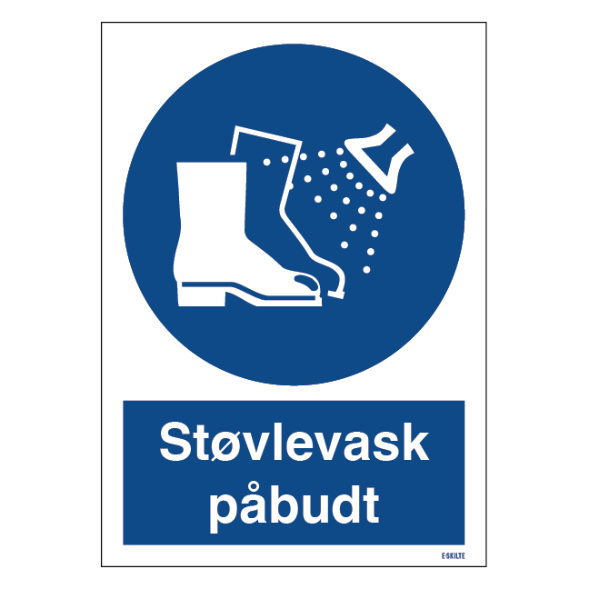 Støvlevask påbudt skilt