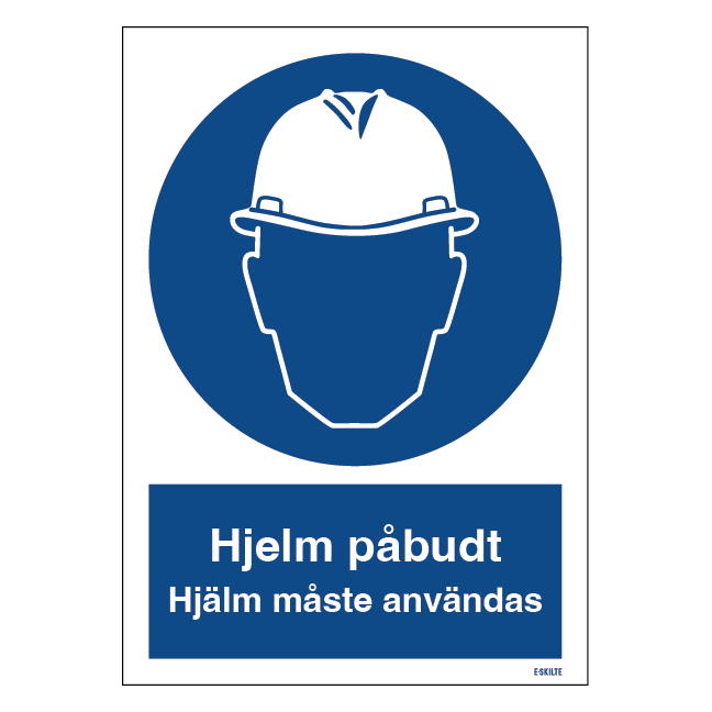 Hjelm påbudt _ Hjälm måste användas skilt