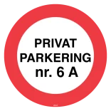 Privat Parkering med nr. P skilt