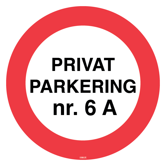 Privat Parkering med nr. P skilt