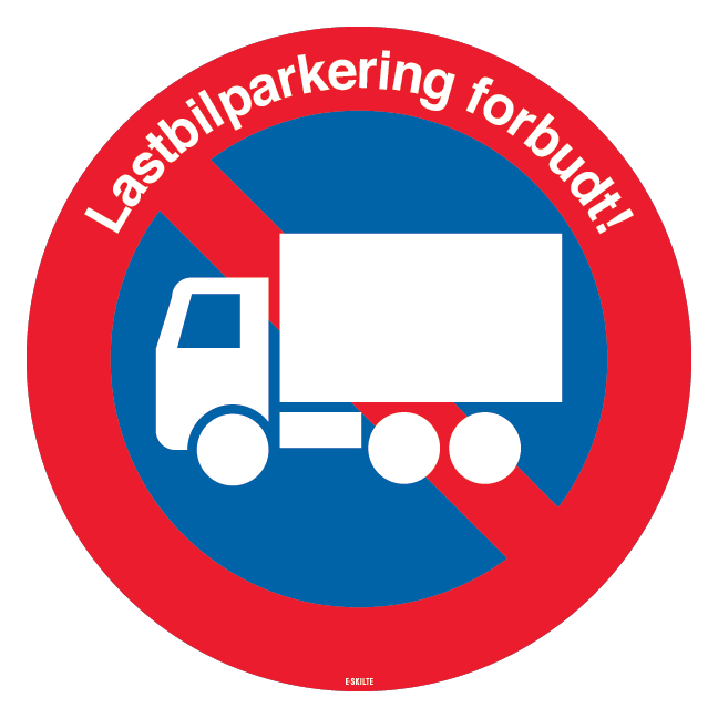 Lastbil parkering forbudt. P skilt