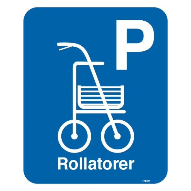 P Rollatorer. Parkeringsskilt