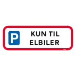 P kun til elbiler. Parkeringsskilt