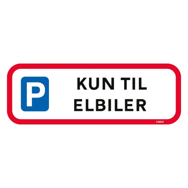 P kun til elbiler. Parkeringsskilt