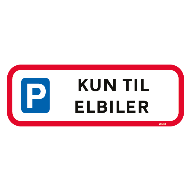 P kun til elbiler. Parkeringsskilt
